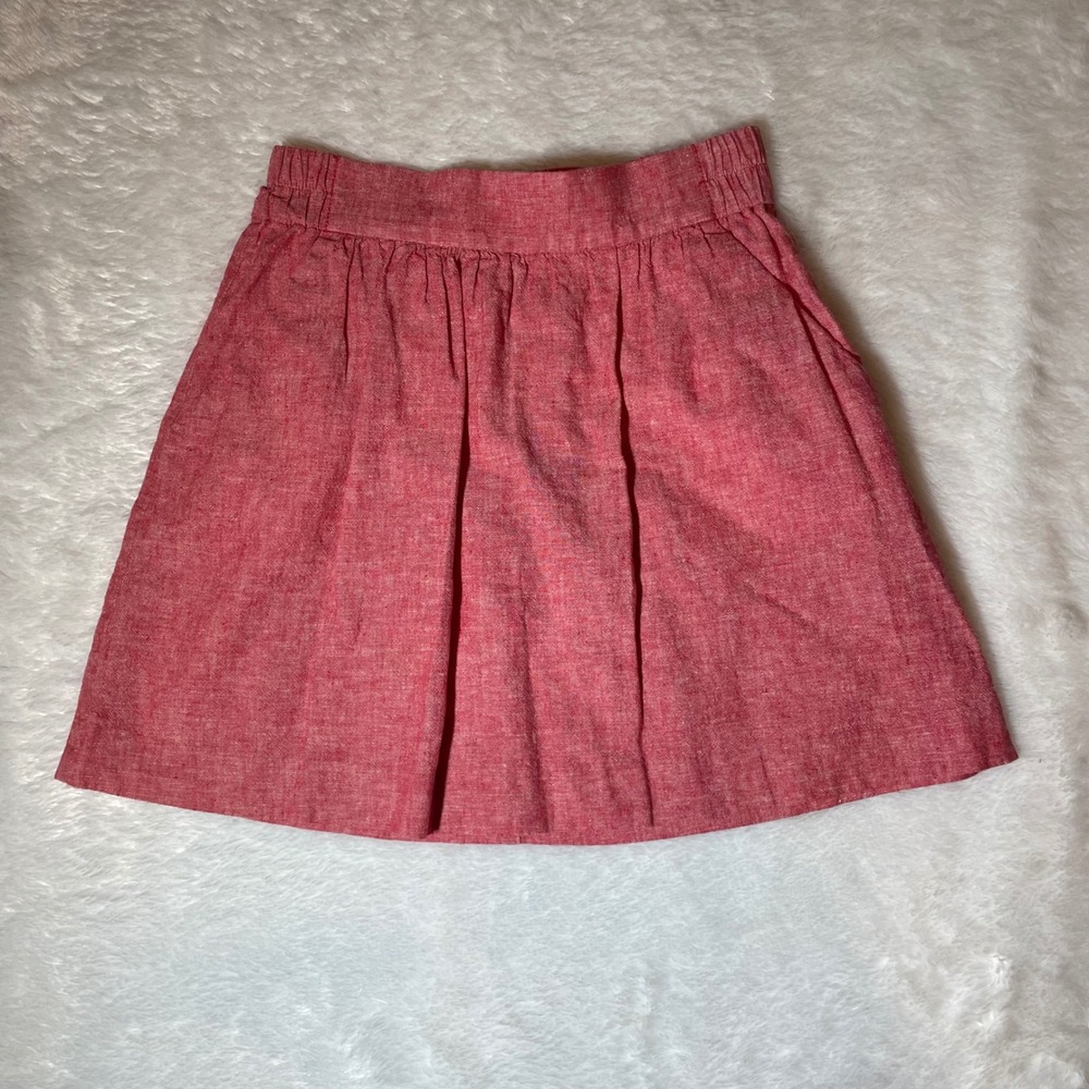 Cottagecore Ann Taylor LOFT Petite Red Linen Cotton Blend Mini Skirt XXSP Boho